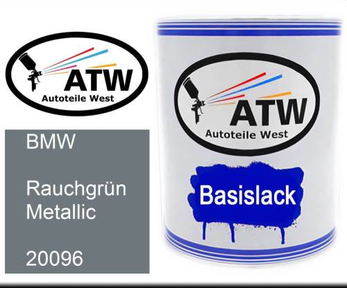 BMW, Rauchgrün Metallic, 20096: 1L Lackdose, von ATW Autoteile West.